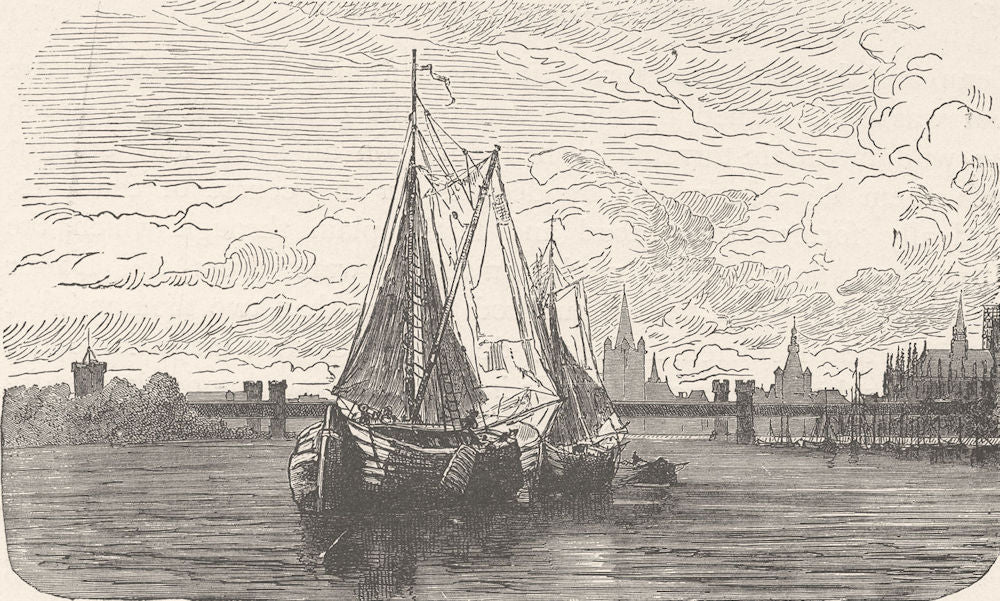 GERMANY. Approaching cologne 1903 old antique vintage print picture